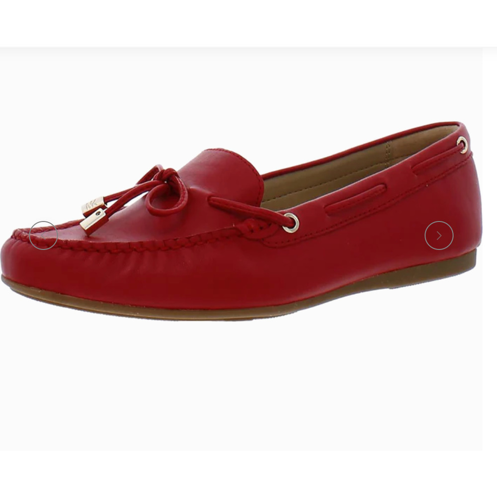 MICHAEL Michael Kors Red Leather Tie-Detail Moccasin